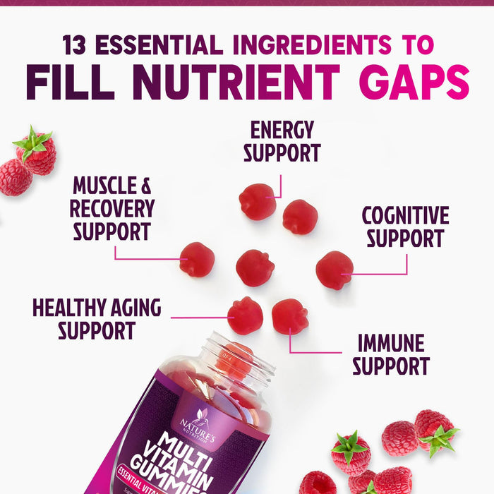 Multivitamin Gummies for Adults, Daily Gummy Vitamins & Minerals for Women & Men, Immune Support Gummy Multivitamins Supplement, Adult Multi VIT Vitamin with Vitamins A, C, D3, B12, Zinc, 120 Gummies