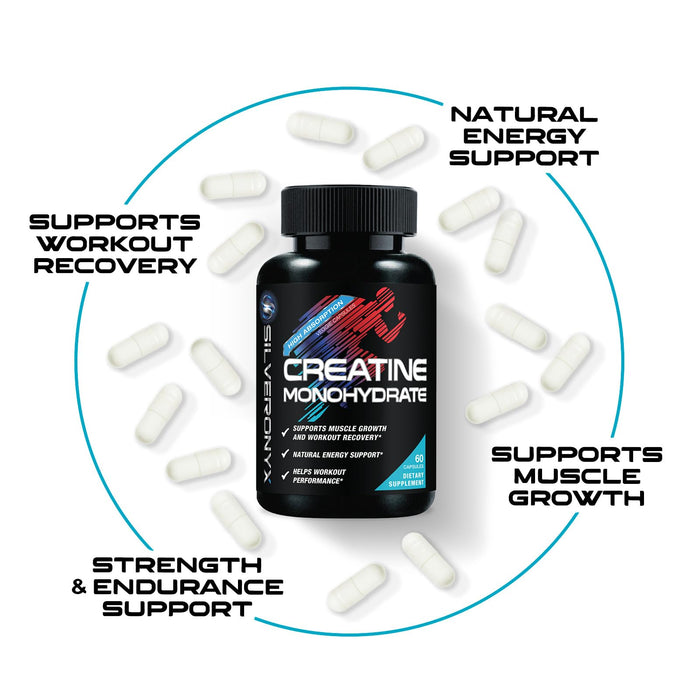 Creatine Monohydrate Capsules 3000mg - Micronized Creatine Nutritional Supplement - Lean Muscle Growth, Workout Performance, Energy & Endurance Support - 750mg per High Absorption Capsule - 60 Count