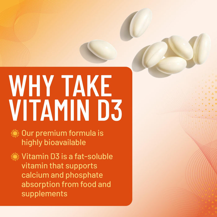 Vitamin D3 5000 IU Softgels (125 mcg) – 60 Count