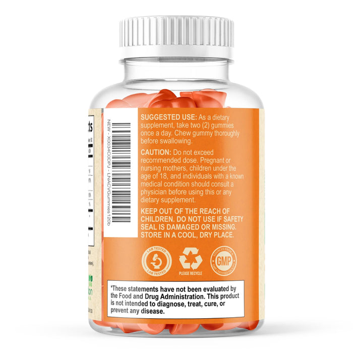 Apple Cider Vinegar Gummies - Sugar Free ACV Gummy Vitamins, Max Strength 1000mg, Supports Metabolism & Energy, Keto Friendly, Vitamin B12, Gelatin-Free, Gluten-Free, Vegan & Non-GMO - 120 Gummies