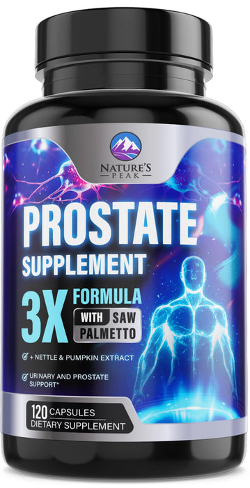 Prostate Health Supplements for Men - Support Complex 3x Formula with Saw Palmetto Blend Stinging Nettle Root & Pumpkin Seed Extract - Supports Bathroom Trips Prostate & Urinary Health - 120 Capsules