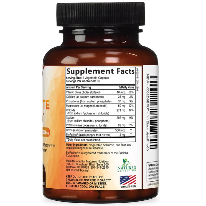 Daily Electrolyte Replenisher Tablets - 9 Essential Electrolytes and Minerals for Hydration Supplement, Salt Tablet for Runners, Vegan, Sugar-Free, Keto-Friendly, Non-GMO - 60 Tablets (60 Servings)