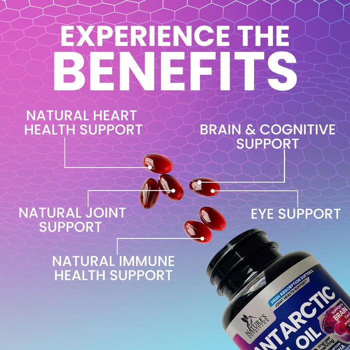 Krill Oil Omega 3 Supplement - 1000 mg with Astaxanthin Sourced from Red Krill, Antarctic Krill Oil with Omega 3 EPA, DHA, Triple Strength Brain Health Immune Support with Phospholipids - 60 Softgels