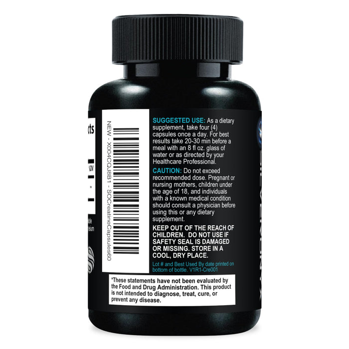 Creatine Monohydrate Capsules 3000mg - Micronized Creatine Nutritional Supplement - Lean Muscle Growth, Workout Performance, Energy & Endurance Support - 750mg per High Absorption Capsule - 60 Count