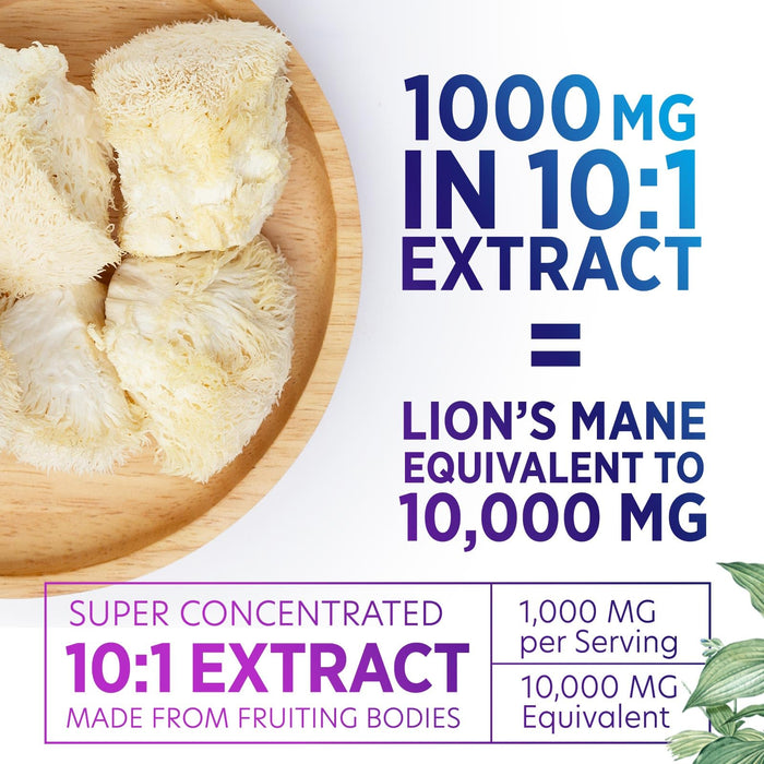 Lions Mane Mushroom Supplement - Brain Health Support for Focus, Memory, Cognition & Immune Support - Nature's Nootropic Lion's Mane Mushroom Extract Non-GMO, Vegetarian & Gluten Free - 120 Capsules