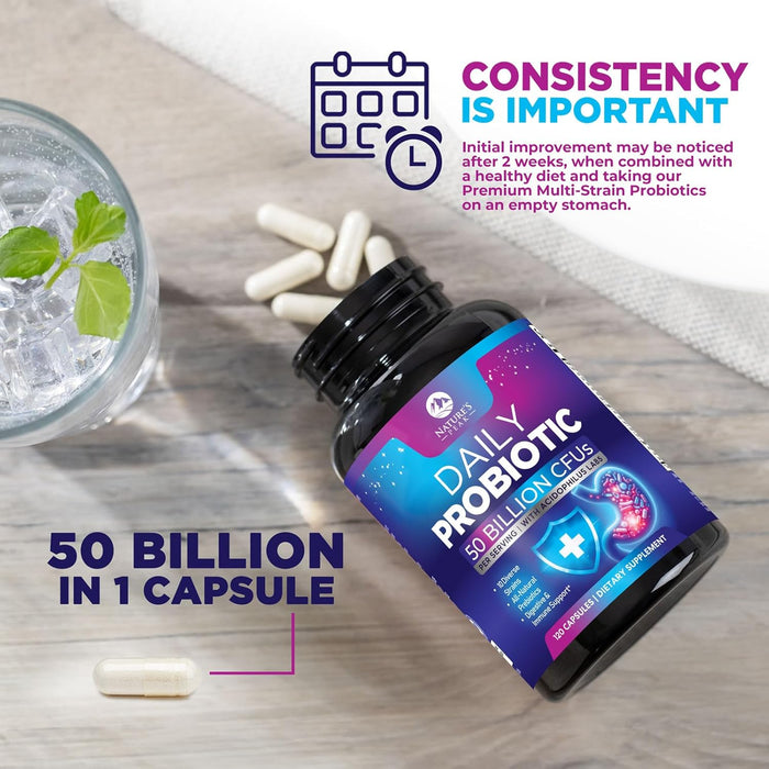 Probiotics 60 Billion CFU - 10 Strains + Digestive Enzymes & Prebiotics - Best Probiotic for Women & Men, Supports Immune, Gut Health, Occasional Constipation, Diarrhea, Gas & Bloating - 120 Capsules