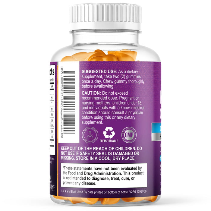 Collagen Gummies for Women with Vitamin C, Zinc & Biotin - Hydrolyzed Protein Type 1 & 3 Multi Collagen Peptides Supplement - Support for Hair, Skin, Nails & Joints, Gluten Free Complex - 120 Gummies