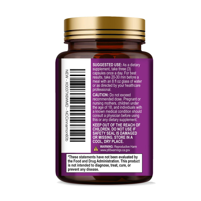 Ceylon Cinnamon Capsules 1800mg - Certified Organic Cinnamon, Bottled in USA, & Pure Extra Strength Ceylon Cinnamon Supplement, Antioxidant Pills, Non-GMO & Gluten Free, Sugar Free - 60 Capsules