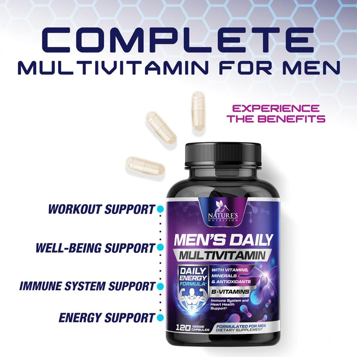Multivitamin for Men - Vitamin A, C, D, E, Zinc, Calcium, Multivitamins for Immune Health Support, Vitamin B12, Men’s Daily Multivitamin Supplement Capsules, Non-GMO Mens Multi Vitamins - 120 Capsules
