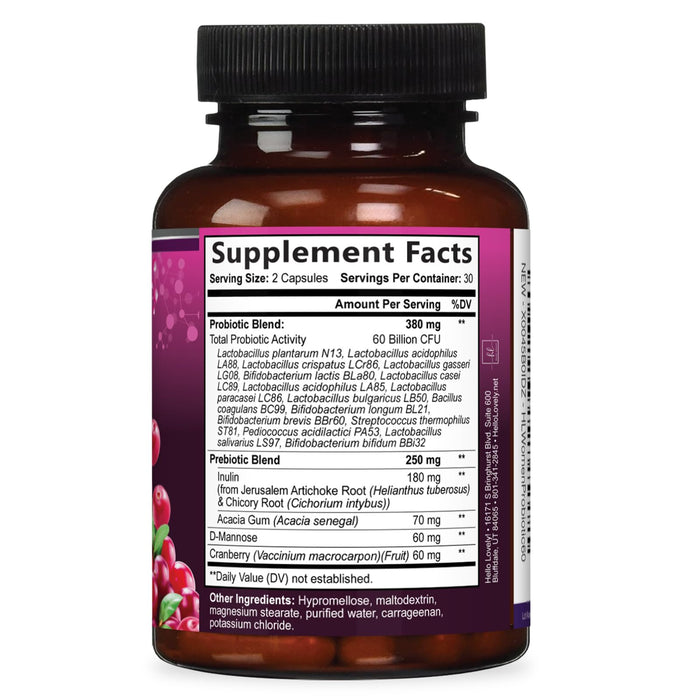 Probiotics for Women - 60 Billion CFU & 16 Strains for pH Balance, Vaginal & Digestive Support, Women's Probiotic with Cranberry for Gut Health, Urinary & Immune Support, Shelf Stable - 60 Capsules