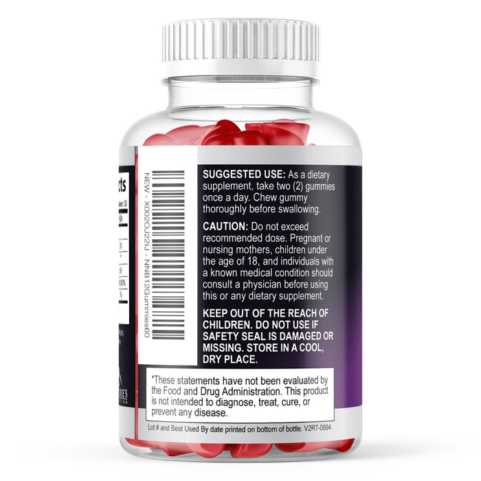 B12 Gummies for Adults, Extra Strength Energy 3000 mcg - B-12 Energy Metabolism & Immune System Support - Chewable Dietary Supplement for Adults & Kids Caffeine Free Gummy Vitamin - 60 Gummies