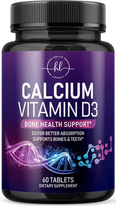 Calcium Supplements for Women 1200 mg Plus 1600 IU Vitamin D3, Bone Health, Teeth & Immune Support - Mineral Supplement with Vitamin D High Absorbable Premium 600 mg Calcium Carbonate - 60 Tablets