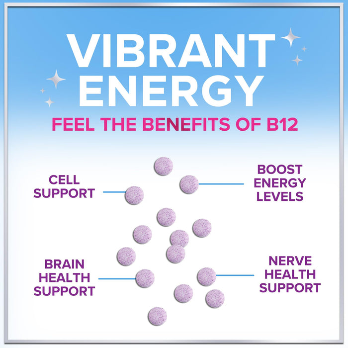 B 12 Vitamin Chewables 1000 mcg - B12 Complex with Heart & Nerve Energy Health Support - Vitamin B-12 Complex for Adults with Immune Health Support - Gluten & Sugar Free - 60 Chewables