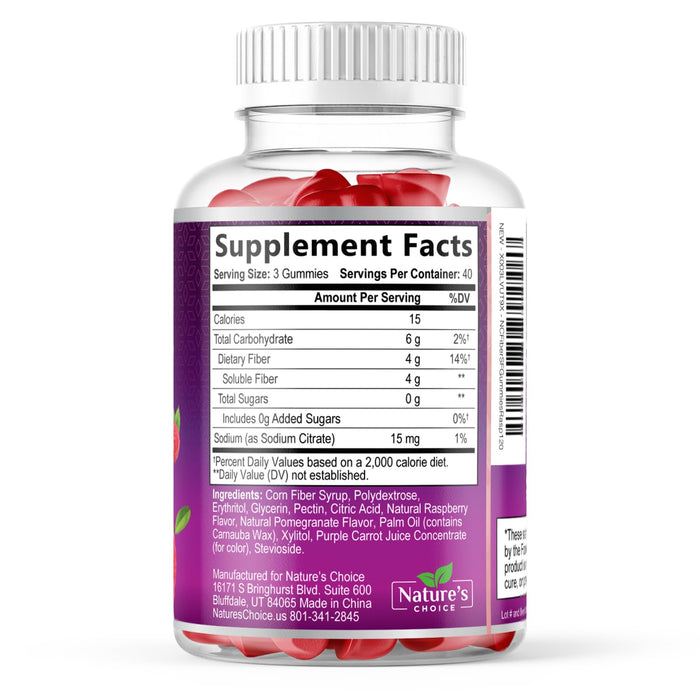 Fiber Gummies for Adults, Sugar Free Daily 4g Gummy Fiber Supplement, Prebiotic Gummy Digestive Health Support - Plant Based Soluble Chews, Prebiotics Supports Regularity & Digestion - 120 Gummies