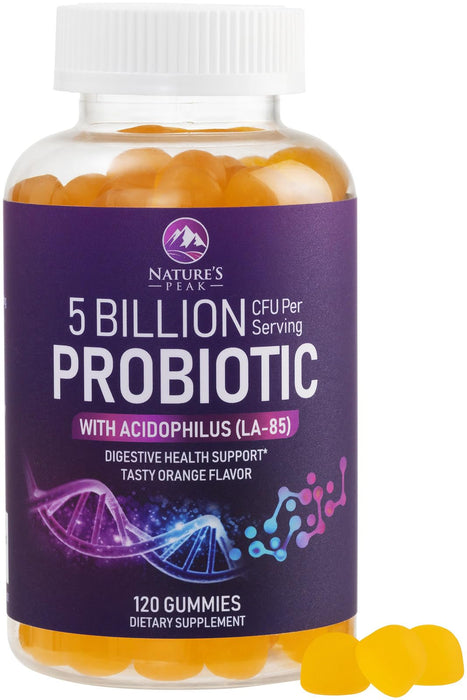 Probiotic Gummies for Women, Men & Teens - 5 Billion CFUs, 6 Pro Biotic Strains - Daily Probiotic Gummy Supplement for Natural Digestive Health, â€œGoodâ€ Gut & Immune Support, Orange Flavor - 120 Count