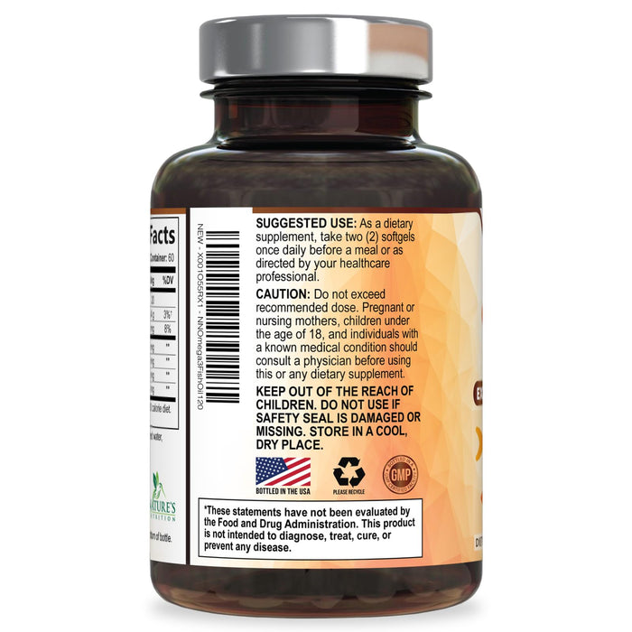 Omega 3 Fish Oil 2400 mg - Triple Strength EPA & DHA Fatty Acids for Heart, Brain & Joint Support Wild-Caught, Burpless, Lemon Flavor Supplement Natural, Non-GMO, Gluten-Free - 120 Softgels
