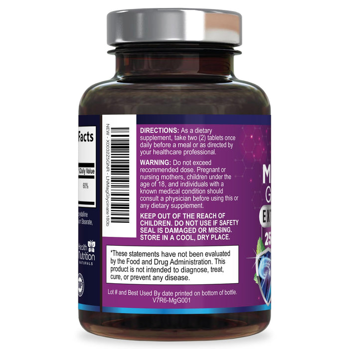 Magnesium Glycinate 250mg - 100% Chelated Magnesium for Max Absorption - Sleep Support, Muscle, Nerves, Bone & Heart Health Support, Best Mag Supplement, Vegan Non-GMO, 3rd Party Tested - 180 Tablets