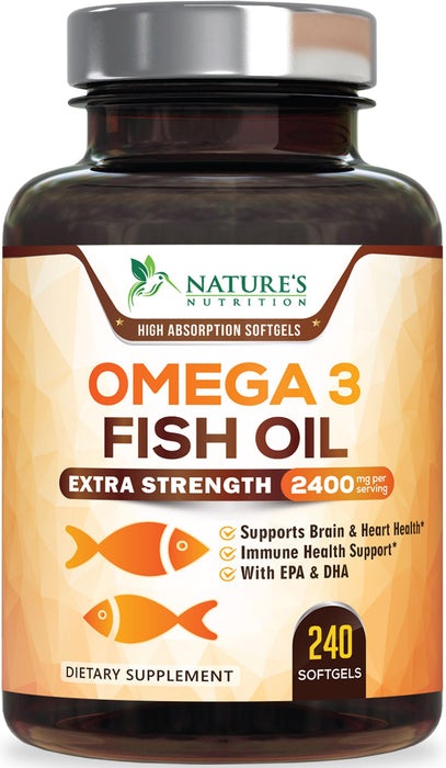 Omega 3 Fish Oil 2400mg - Triple Strength EPA + DHA - 240 Softgels