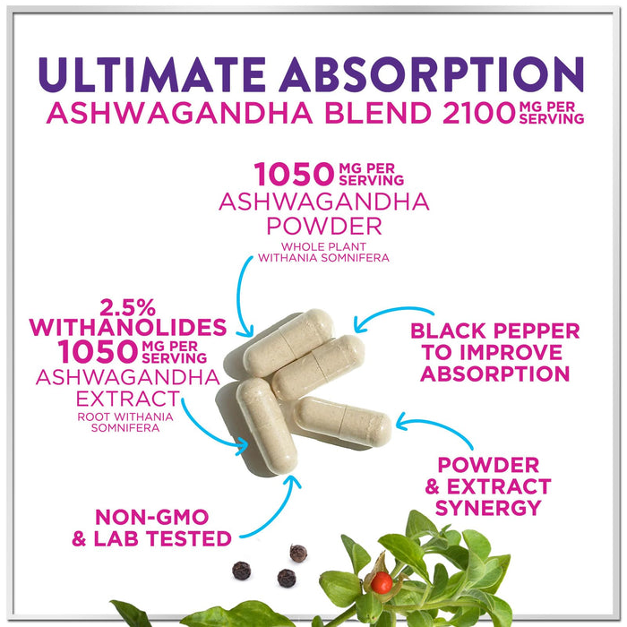 Ashwagandha 2,100 mg – 120 Veggie Capsules