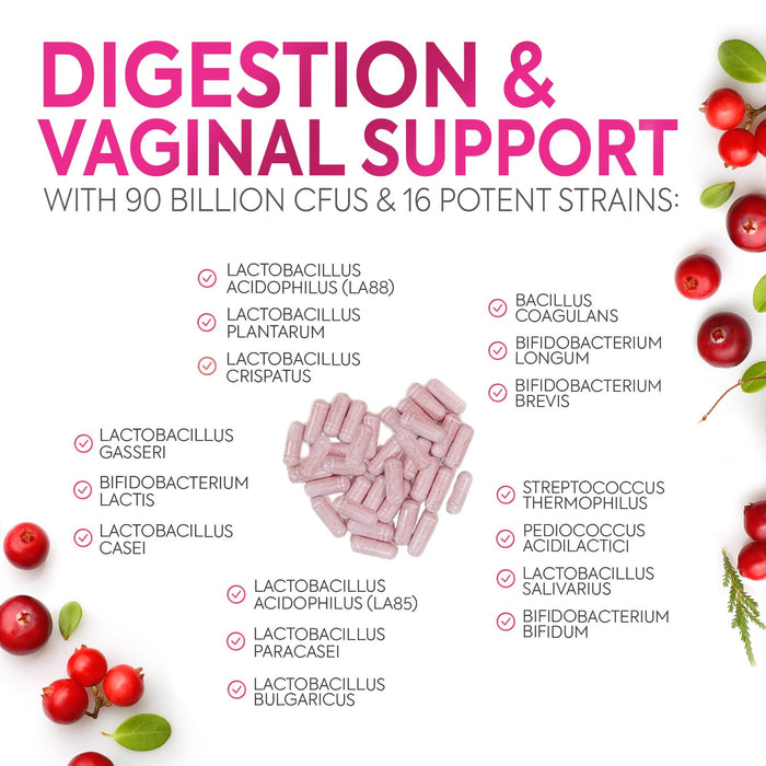 Probiotics For Women 50 Billion CFU - Women's Probiotic For Digestive Health 16 Unique Strains - Daily Vaginal PH Balance & Feminine Health Support, Womens Probiotic With Acidophilus - 120 Capsules