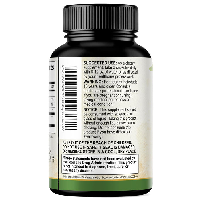 Psyllium Husk Fiber 1500mg – 180 Capsules