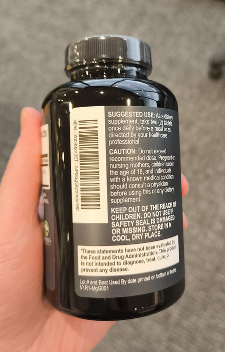 Magnesium Glycinate Chelated for Max Absorption - Supports Bone, Muscle, Nerves & Heart Health, Nature's Sleep and Stress Support, Best Magnesium Supplement Pills for Whole Body Support - 180 Tablets