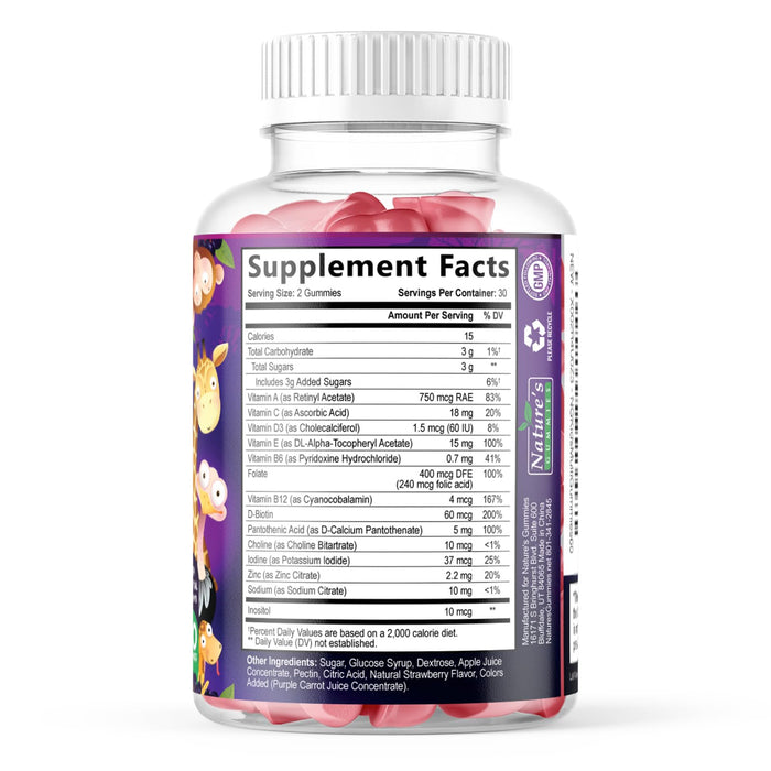 Multivitamin for Kids Gummies with Vitamin C, D3 & Zinc for Children's Immune Support - Chewable, Daily Kids Multi Vitamin Gummy, Non-GMO, Gluten Free, Natural Strawberry Flavor - 60 Gummies