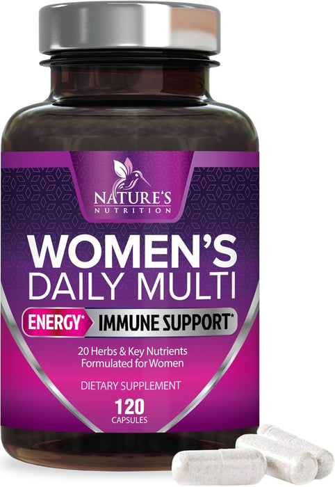 Multivitamin for Women with Vitamins A, C, D, E, B6, B12, Zinc, Calcium & Magnesium, Womens Daily Multi Vitamin Multimineral Supplement for Bone Health, Energy & Immune Support, Non-GMO - 120 Capsules