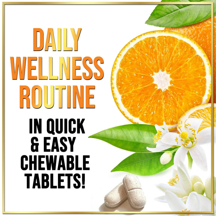 Vitamin C Supplement 1000mg - Extra Strength with Rose Hips Bioflavonoids - Sugar Free Vitamin C Chewable Pills, Nature's Vit C for Immune Support & Antioxidant Protection - 120 Chewable Tablets