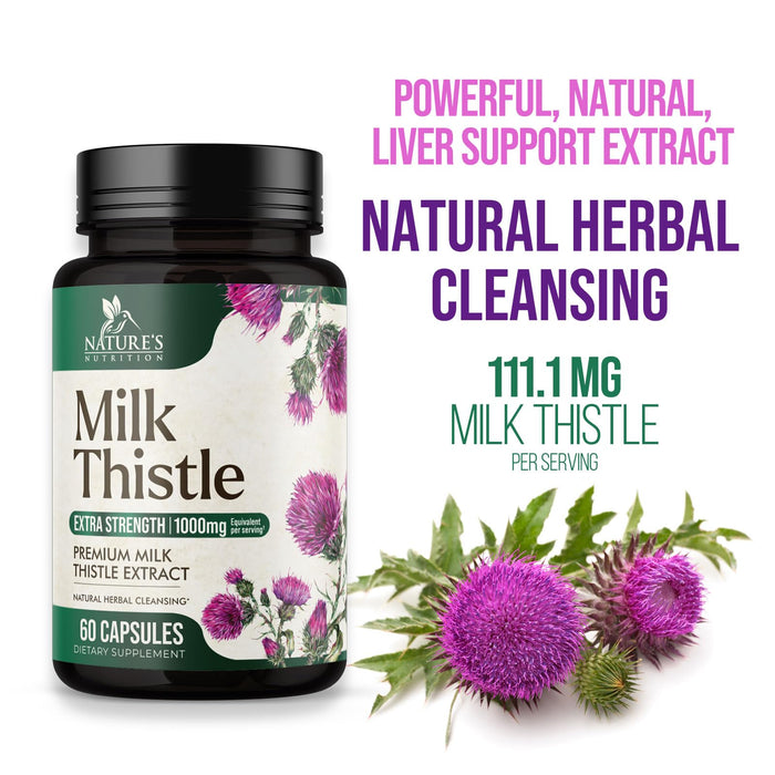 Milk Thistle Extract - Liver Cleanse Detox & Repair Formula with Dandelion Extract 1000mg - Herbal Liver Supplement - Nature's Milk Thistle w/Silymarin Marianum, Supports Liver Health - 120 Capsules