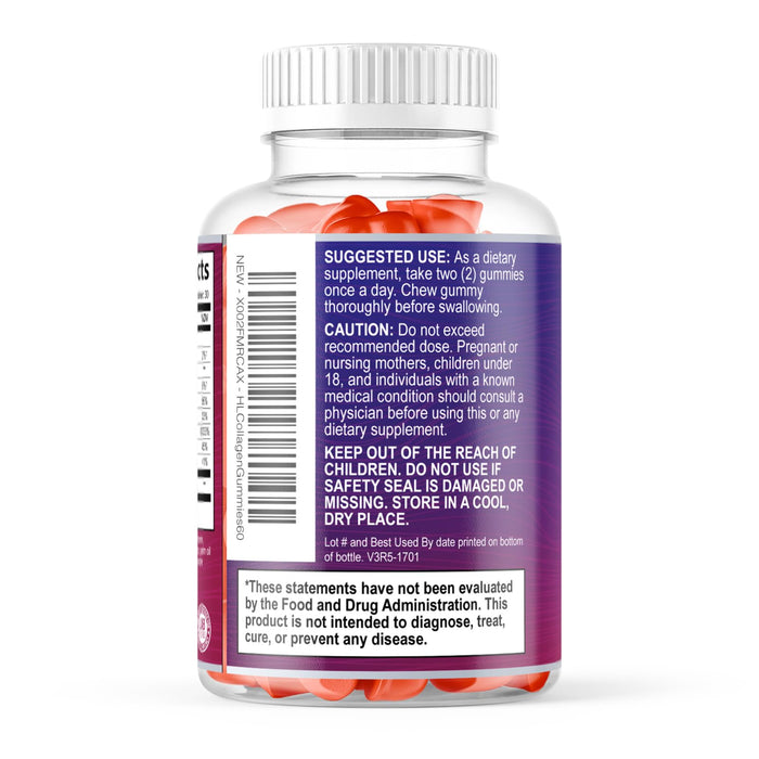 Collagen Gummies for Women - Extra Strength Collagen Peptides Gummy with Vitamin C, Zinc and Biotin, Hydrolyzed Protein Peptides Supplement for Hair, Nail & Healthy Skin Support, Non-GMO - 60 Gummies