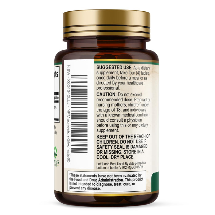 Magnesium Glycinate 500mg - Chelated for Ultra Absorption - Supports Bone, Muscle, Nerves & Heart Health, Nature's Sleep Support, Best Magnesium Supplement Pills for Whole Body Support - 60 Tablets