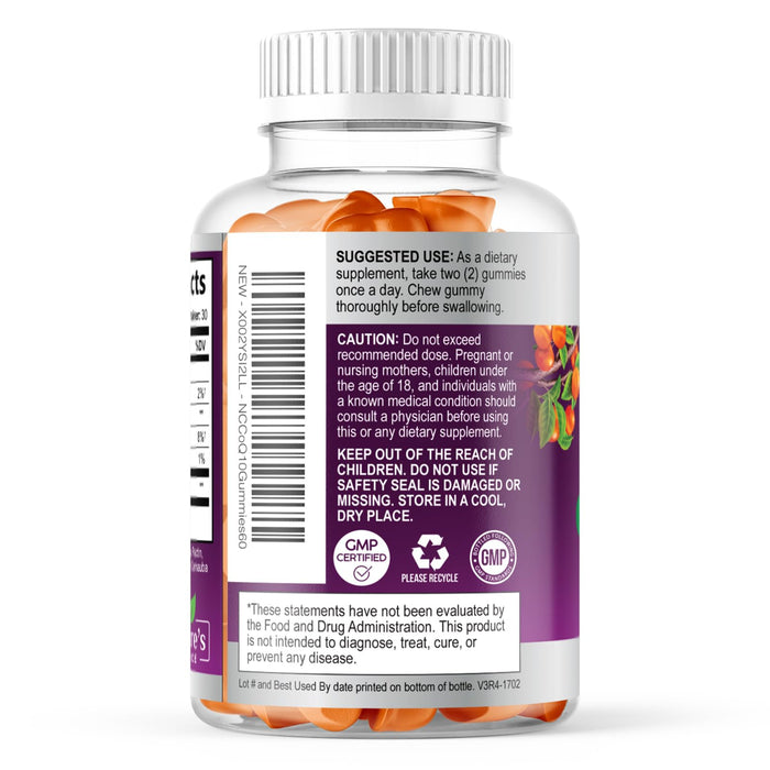 CoQ10 100mg Gummies - 3X Better Absorption, Antioxidant for Heart Health Support & Energy Production, Ultra Coenzyme Q10 Vitamins, Co q 10 Supplement, Dietary Supplement, Non-GMO - 60 CoQ10 Gummies