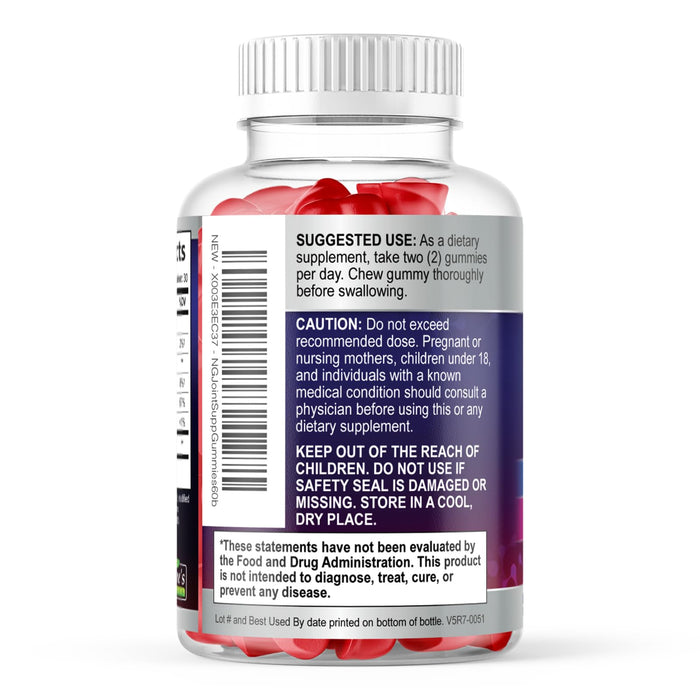 Joint Support Supplement - Extra Strength Glucosamine Gummy Supports Joints Health & Flexibility for Back, Knees, Hands - Natural Vitamin E Immune Support - Best Gummies for Women & Men - 60 Gummies