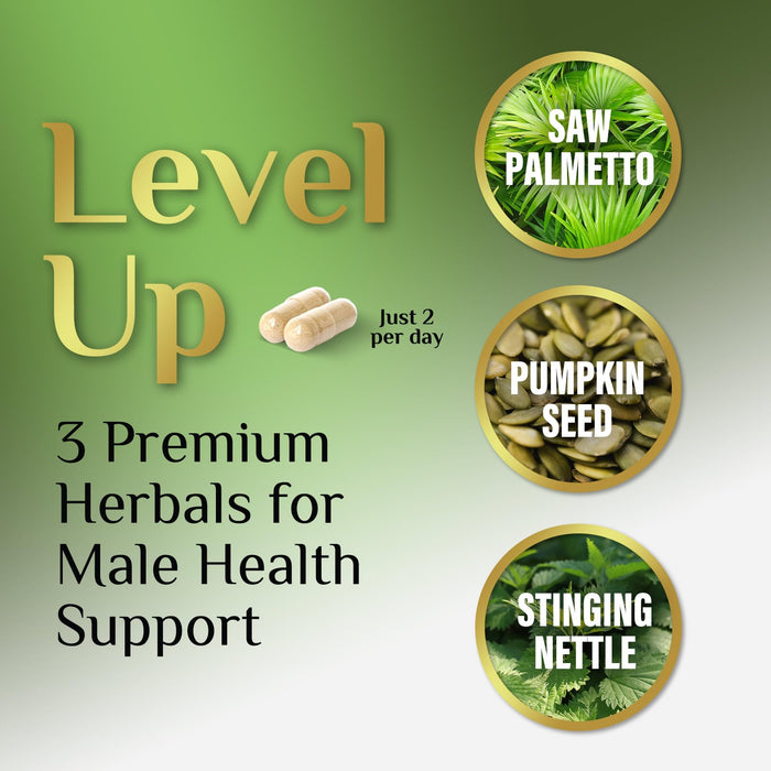 Saw Palmetto for Men Prostate Supplement - Potent 3X Formula with Stinging Nettle + Pumpkin Seed Extract for Men's Health, Herbal Prostate Supplement for Urinary Support, Bottled in USA, 60 Capsules