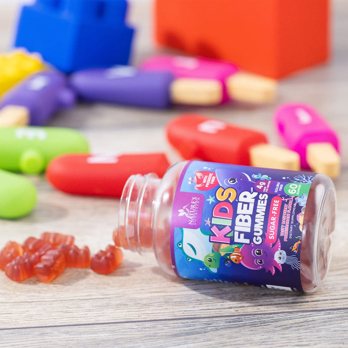Kids Fiber Gummies – Sugar Free Prebiotic Fiber Supplement for Digestive Health, Regularity & Immune Support – 4g Plant-Based Fiber – Natural Raspberry Flavor – Vegan, Gluten-Free – 60 Gummies