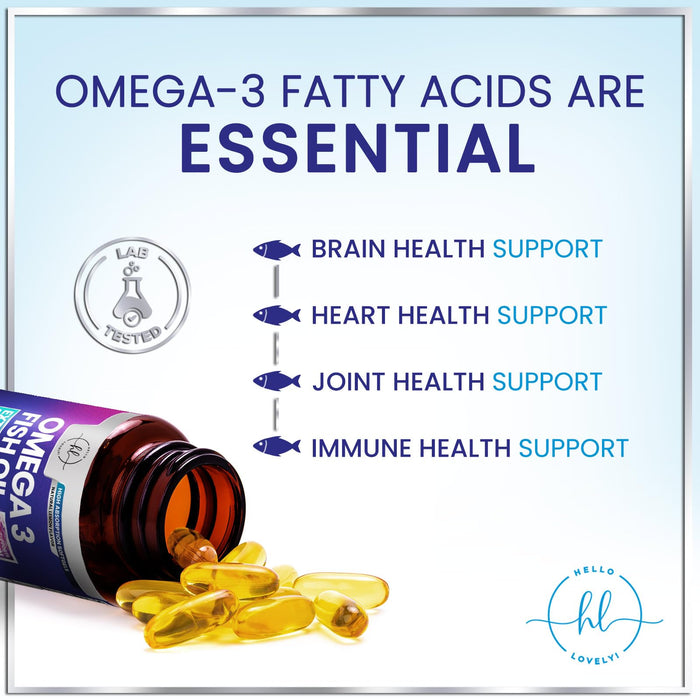 Omega 3 Fish Oil Supplements 2400mg - Triple Strength Omega 3 Fatty Acids, Natural Heart Health Brain & Joint Support - Fatty Acids with EPA & DHA - Wild Caught Fish Oil Supplement - 120 Softgels