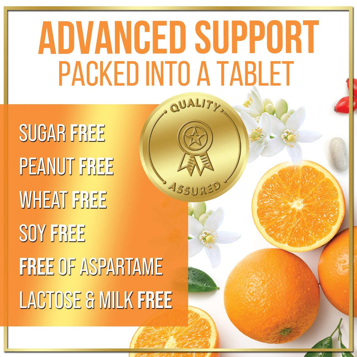 Vitamin C Supplement 1000mg - Extra Strength with Rose Hips Bioflavonoids - Sugar Free Vitamin C Chewable Pills, Nature's Vit C for Immune Support & Antioxidant Protection - 60 Chewable Tablets