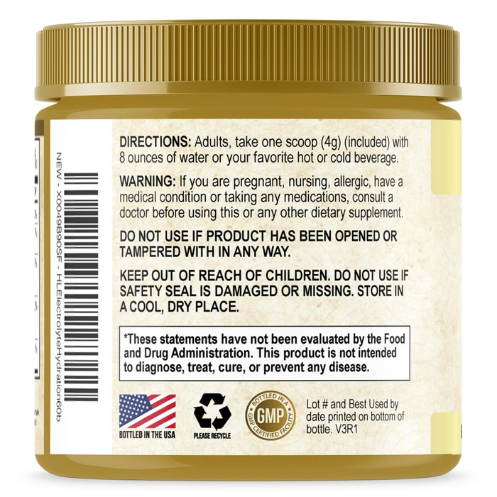 Hydration Replenisher Daily Electrolyte Drink Mix – Rapid Hydration Powder with 6 Electrolytes & Minerals, Zero Sugar, Keto, Vegan, Non-GMO & Sugar-Free Electrolyte Powder Tub - 60 Servings