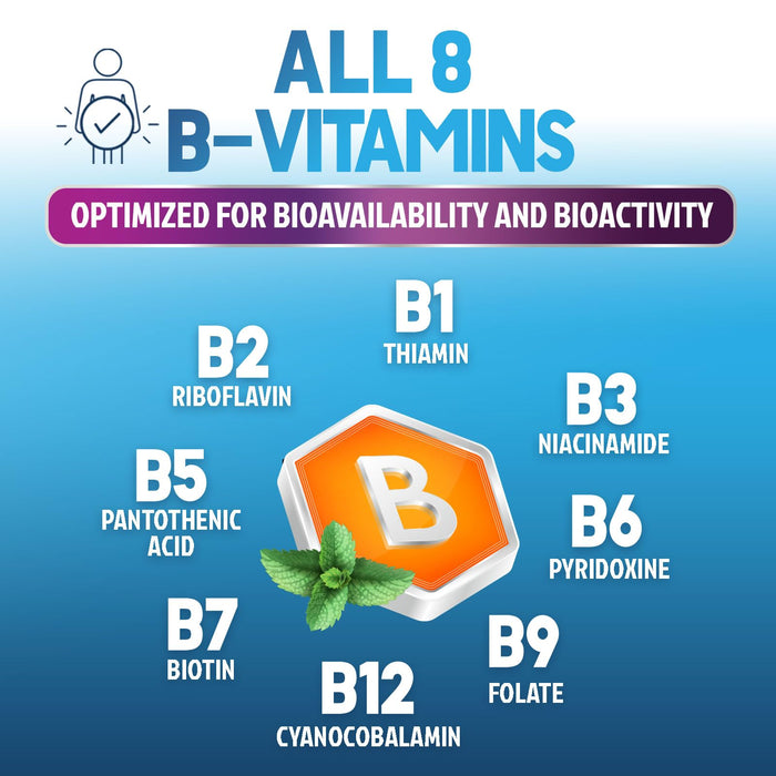 B Complex Vitamins Capsules with Vitamin B6 B12 B100 C Biotin Folate & Folic Acid - Supplement for Heart, Brain, & Nerve Support - Super Complete B-Complex for Immune & Energy Support - 60 Capsules