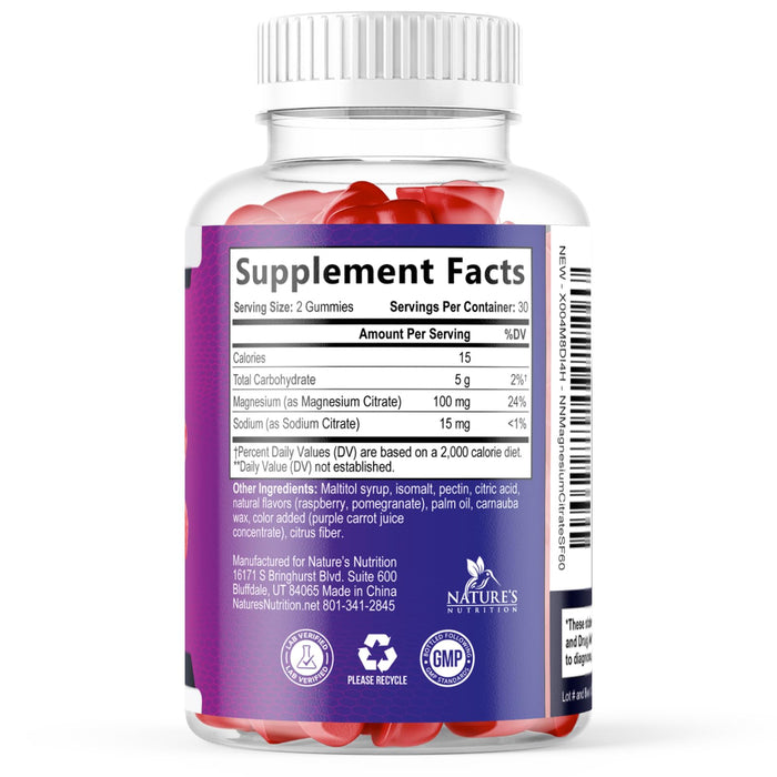 Magnesium Citrate Gummies Sugar Free Supplement - High Absorption Magnesium Citrate Supplement Gummy for Adults & Kids, Nature's Magnesio Supplements for Bone, Muscle Health, Heart Support, 60 Gummies