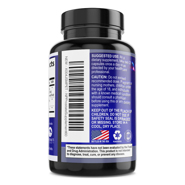 Prostate Health Supplements for Men - Support Complex 3x Formula with Saw Palmetto Blend Stinging Nettle Root & Pumpkin Seed Extract - Supports Bathroom Trips Prostate & Urinary Health - 60 Capsules