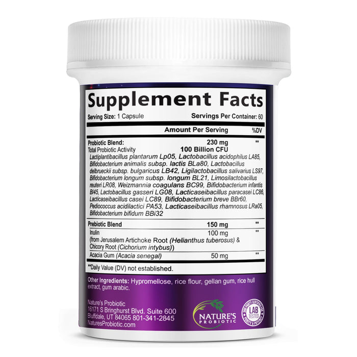 Probiotic Pills 100 Billion CFU Prebiotics, Acidophilus Probiotics Supports Immune System Digestive Health, Supports Occasional Constipation & Bloating, Daily Supplement for Women & Men - 60 Capsules