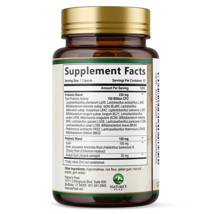 Probiotics for Women's Digestive Health - 100 Billion CFU, 16 Strains with Prebiotics, Supports Immune, Gut Health, PH, Gas & Bloating, Best Probiotic for Women & Men, Shelf Stable - 60 Capsules