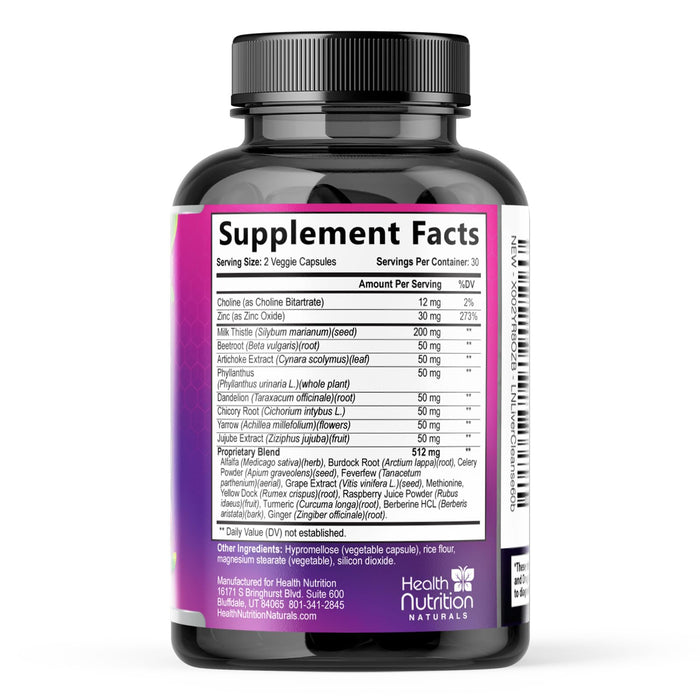 Gentle Liver Cleanse Detox & Repair Formula - Herbal Liver Support Supplement: Milk Thistle with Silymarin, Artichoke Extract, Dandelion, Beet, Chicory Root, & Turmeric for Liver Health - 60 Capsules