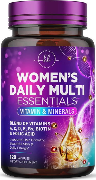 Multivitamin for Women - 3X Strength Daily Women Multivitamin, Vitamins A, D, C, E, Biotin, Folic Acid, Calcium, & Iron, Complete Multi Vitamin for Beautiful Hair & Skin, Bottled in USA, 120 Capsules