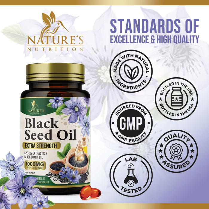 Black Seed Oil Softgels 1000mg - Premium Nigella Sativa Blackseed, Pure Natural Black Cumin Seed Oil & Antioxidant for Skin & Immune Support - Non GMO, Bottled in USA Supplement - 180 Softgels
