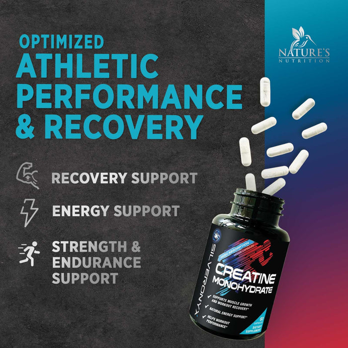Creatine Monohydrate Capsules 3000mg - Micronized Creatine Nutritional Supplement - Lean Muscle Growth, Workout Performance, Energy & Endurance Support - 750mg per High Absorption Capsule - 60 Count