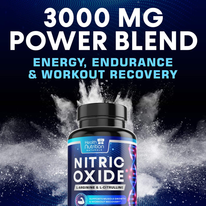 Extra Strength Nitric Oxide Supplement 3X Strength L Arginine, Citrulline Malate, AAKG, Beta Alanine - Premium Muscle Supporting Nitric Booster - Natural Energy & Heart Health Support - 180 Capsules