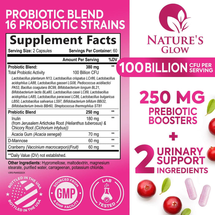 Probiotics For Women 50 Billion CFU - Women's Probiotic For Digestive Health 16 Unique Strains - Daily Vaginal PH Balance & Feminine Health Support, Womens Probiotic With Acidophilus - 120 Capsules